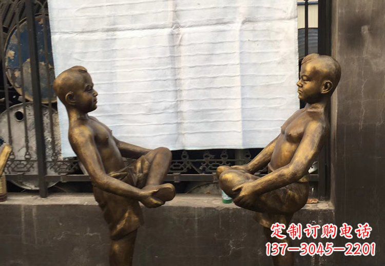 公园铜雕儿童玩游戏人物雕塑