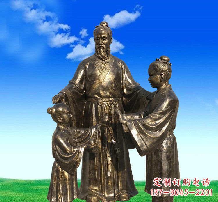 公园铜雕孔融让梨人物雕塑