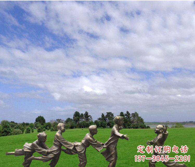 公园铜雕老鹰抓小鸡游戏人物雕塑