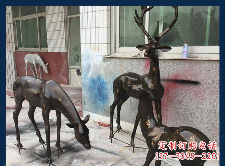 公园铜雕梅花鹿动物雕塑