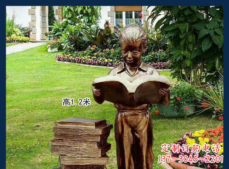 公园铜雕西方美女看书人物雕塑