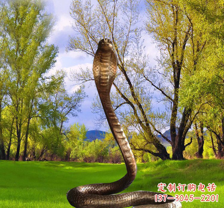 公园铜雕眼镜蛇动物雕塑