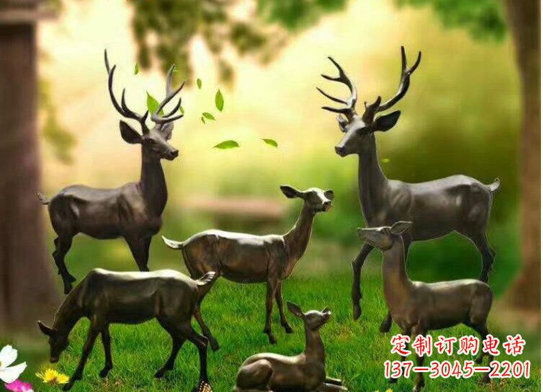 公园铜雕阳光小鹿动物雕塑