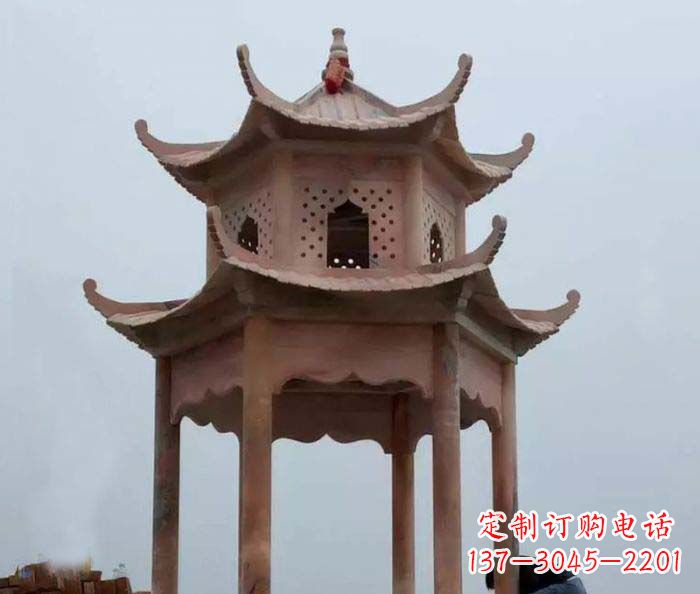 中领雕塑双层六角石雕凉亭 中领雕塑双层六角石雕凉亭