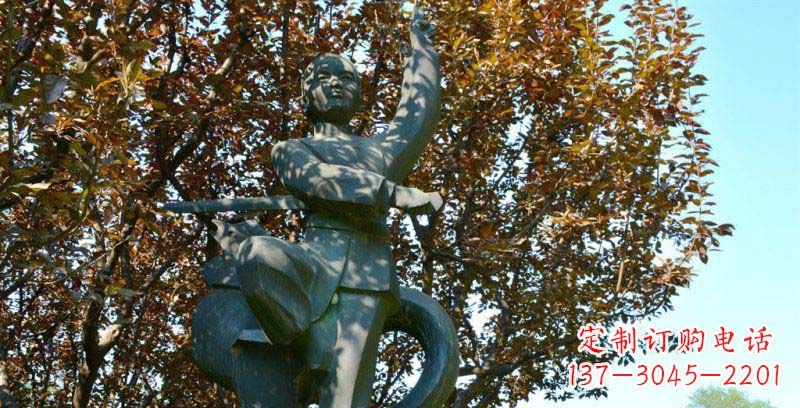 公园舞剑的人物铜雕
