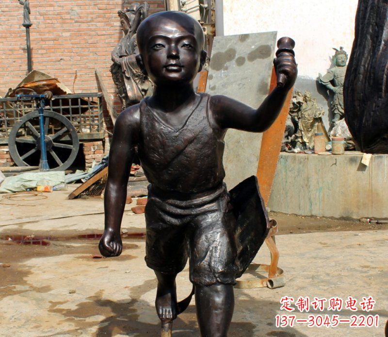 公园小孩小品铜雕 (2)