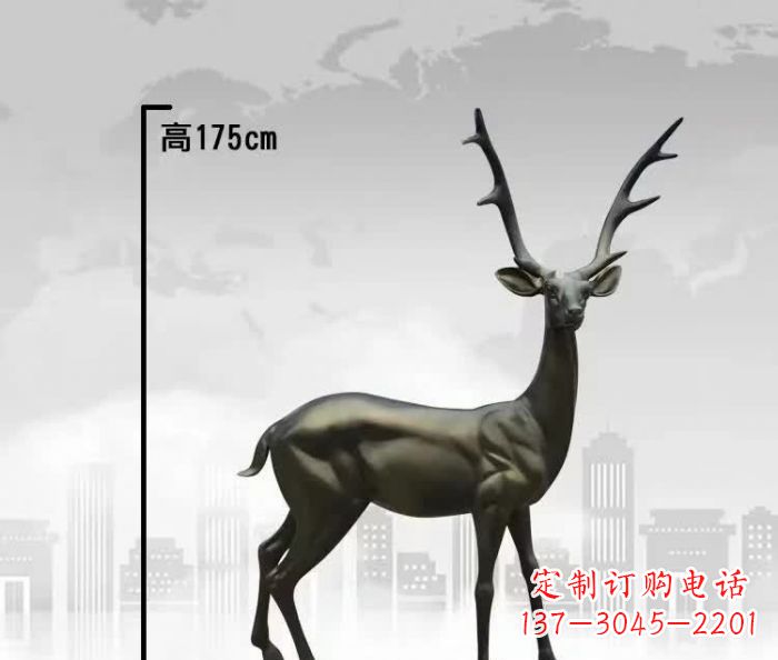 公园小鹿铜雕 (3)