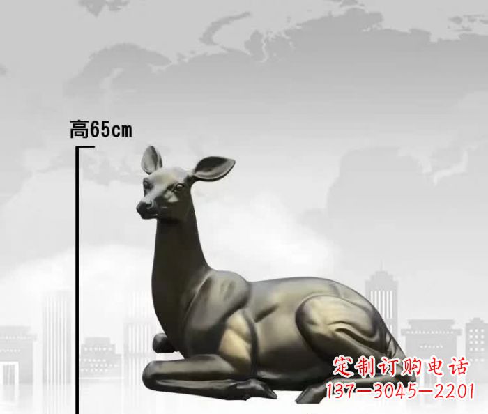 公园小鹿铜雕 (4)