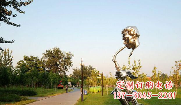 公园小品吹唢呐不-锈-钢-雕-塑-