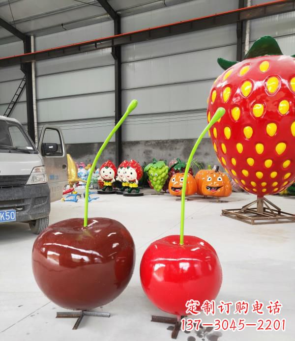 公园小区玻璃钢仿真樱桃水果雕塑