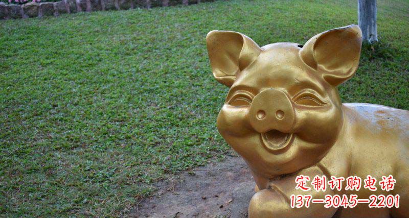 公园小猪动物铜雕