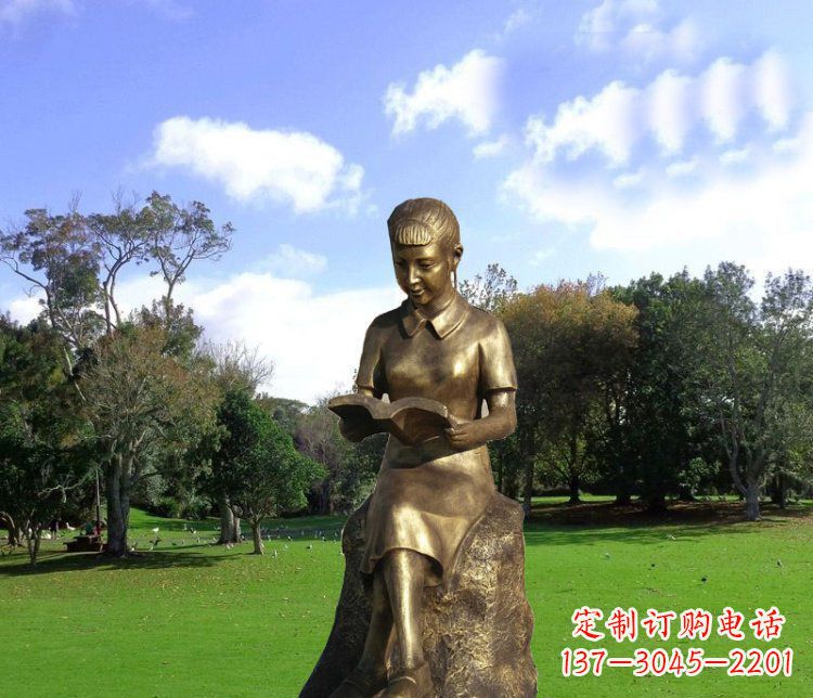 公园校园铜雕看书人物雕塑