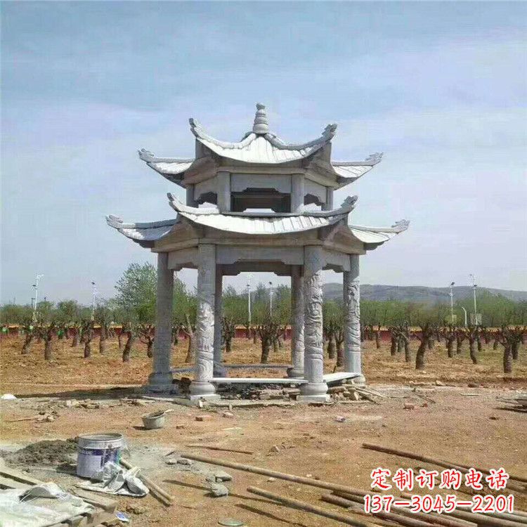 公园休息大理石亭子