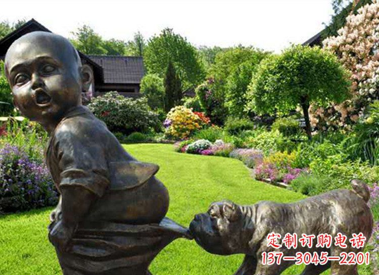 小孩咬小狗大雕塑 小孩咬小狗大雕塑