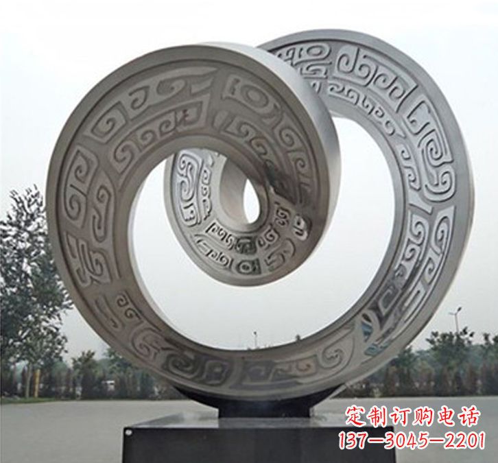 公园园林广场不锈钢创意环形景观标识雕塑
