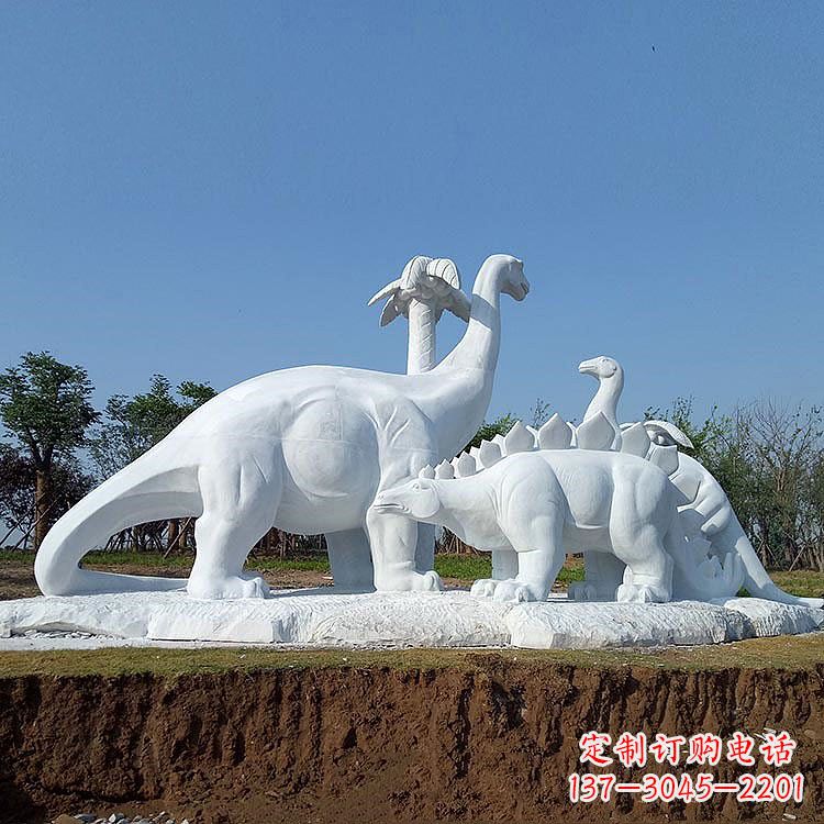 公园园林汉白玉恐龙情景动物雕塑 公园园林汉白玉恐龙情景动物雕塑