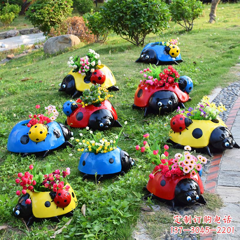 公园园林七星瓢虫玻璃钢创意花盆
