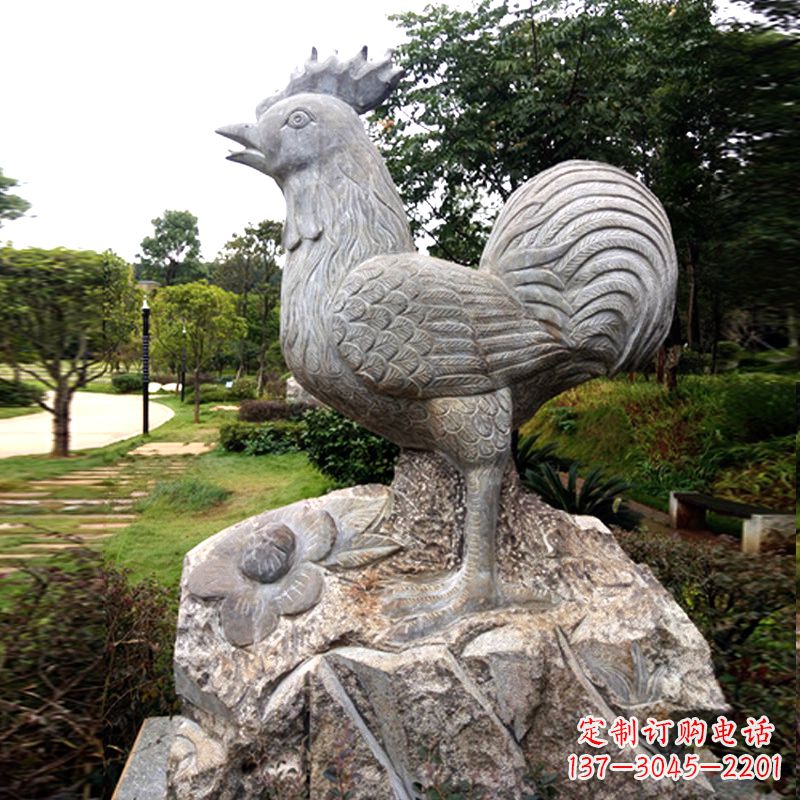 公园园林石雕酉鸡生肖动物景观雕塑