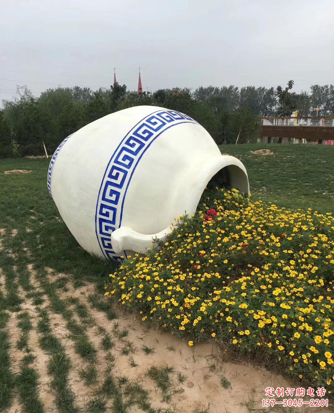 公园植物园玻璃钢仿真陶瓷罐子