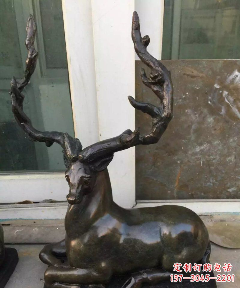 公园铸铜小鹿动物铜雕 (2)