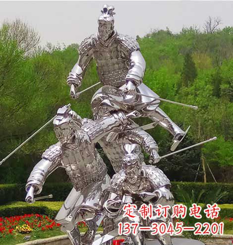 古代不锈钢滑雪人物雕塑
