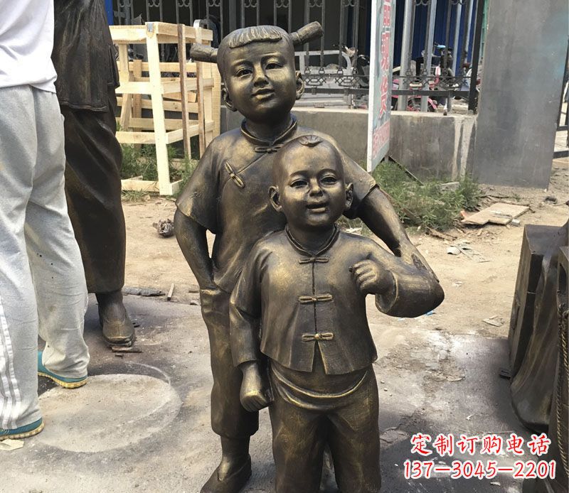 中领雕塑纯手工古典儿童铜雕 中领雕塑纯手工古典儿童铜雕