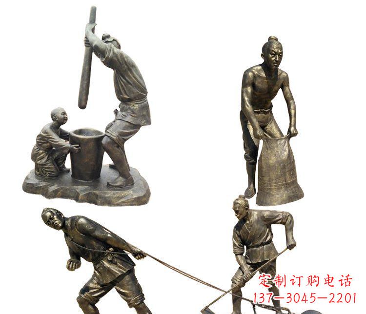 古代民俗人物铜雕 (2)