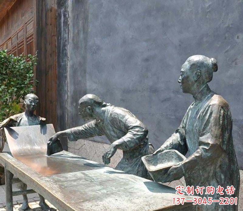 古代民俗人物铜雕