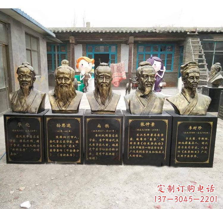 古代名医胸像铜雕