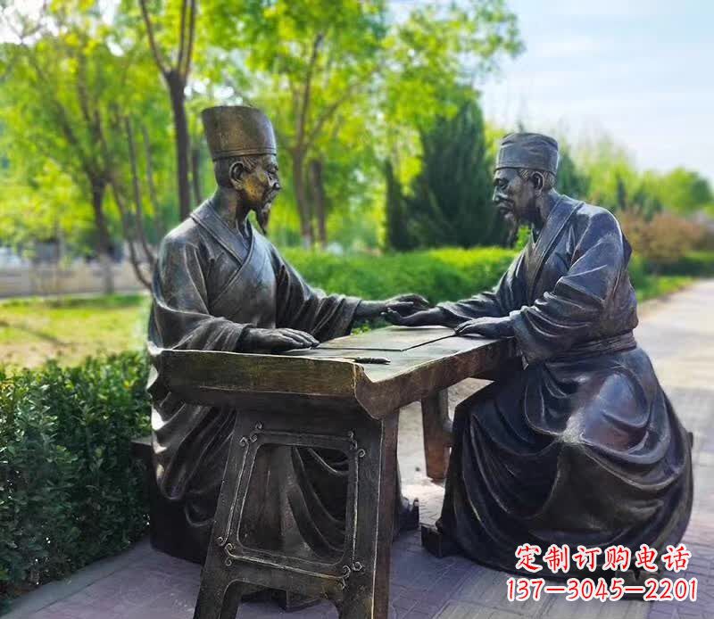 古代人物把脉雕塑