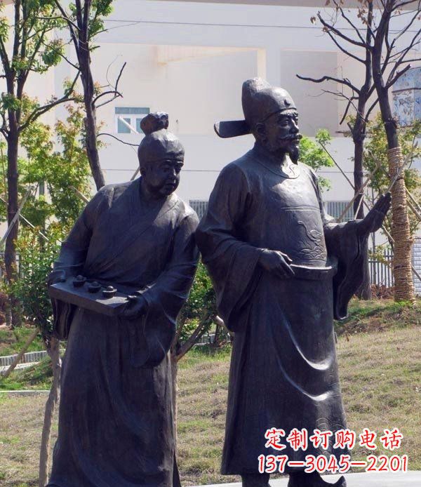 古代公园人物铜雕