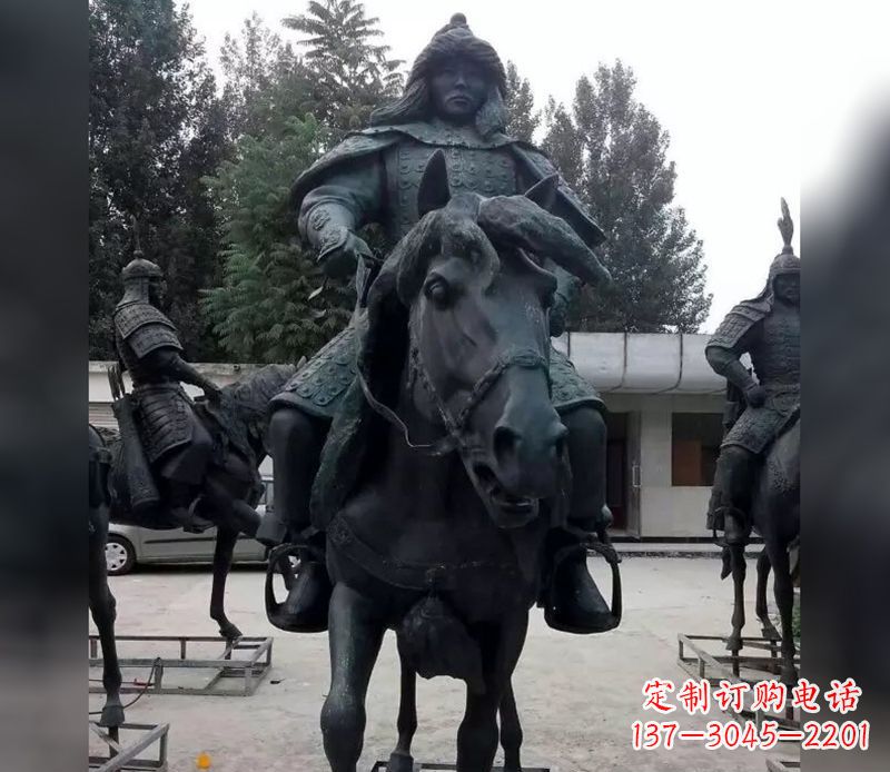 古代将军骑马人物铜雕