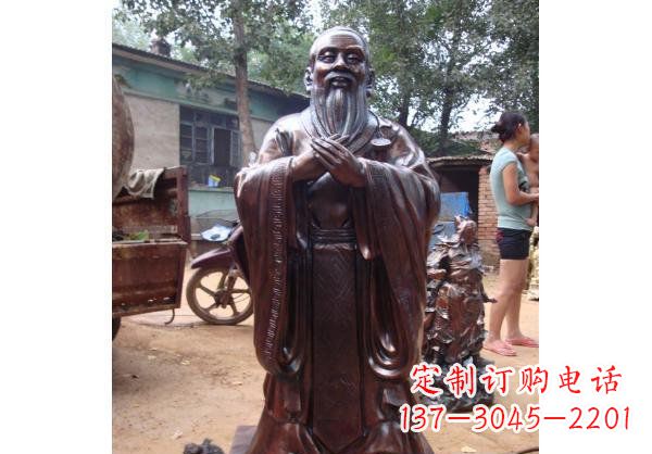 古代教育家人物孔子玻璃钢仿铜雕塑