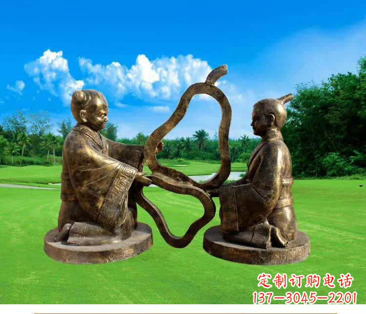 古代孔融让梨人物铜雕