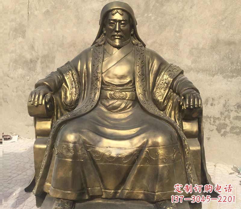 古代名人成吉思汗铜雕
