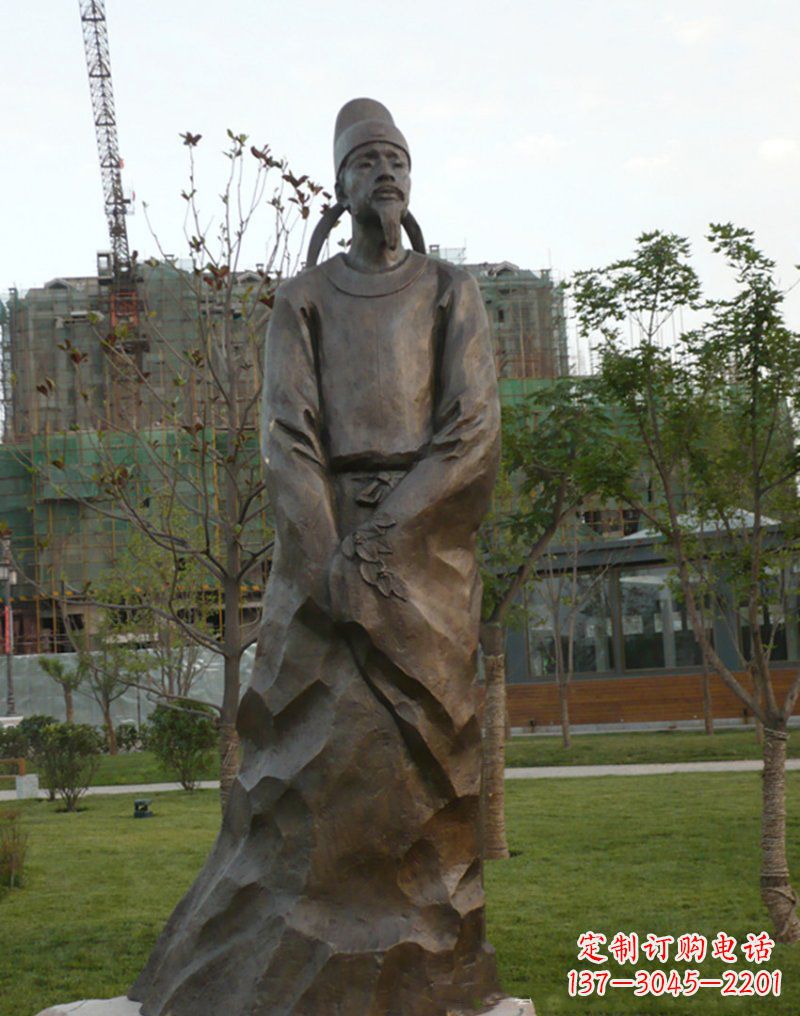 古代名人李白铜雕