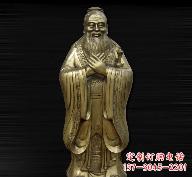 古代名人铸铜孔子雕塑