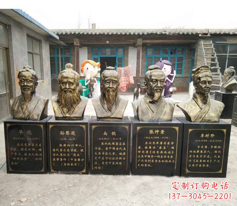 古代名医人物胸像铜雕