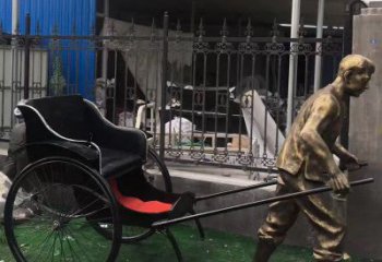 欣赏精美的手工雕刻车夫青铜雕塑
