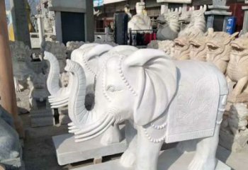汉白玉大象雕塑——招财聚宝