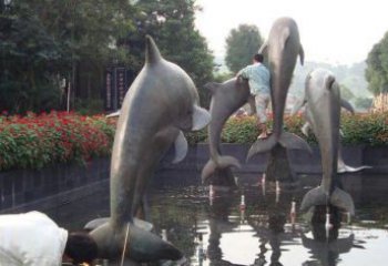 公园海豚动物铜雕