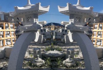 精美大理石镂空石灯雕塑