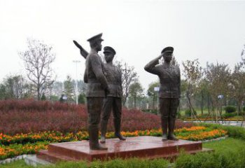 金属警察雕塑——荣耀守护社会治安！
