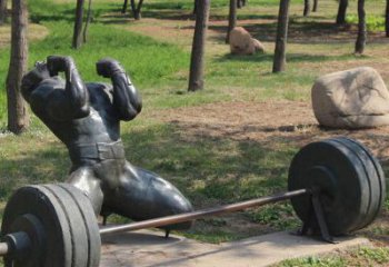 公园举重运动员铜雕