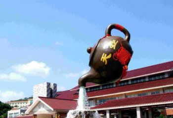 传统铜质茶壶雕塑