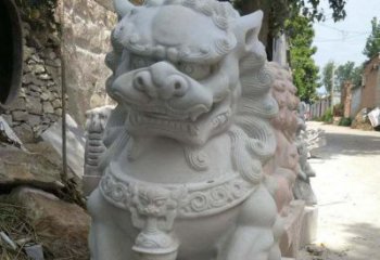 中领雕塑母子狮子石雕