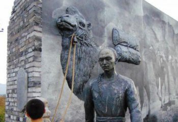 清朝人物骆驼雕塑