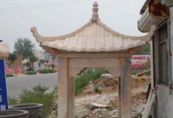 晚霞红四角凉亭雕塑