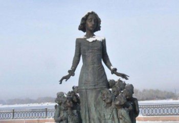 铜雕学生人物欢乐的小学生雕塑