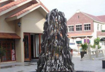 欢乐鱼群，喷泉铜雕